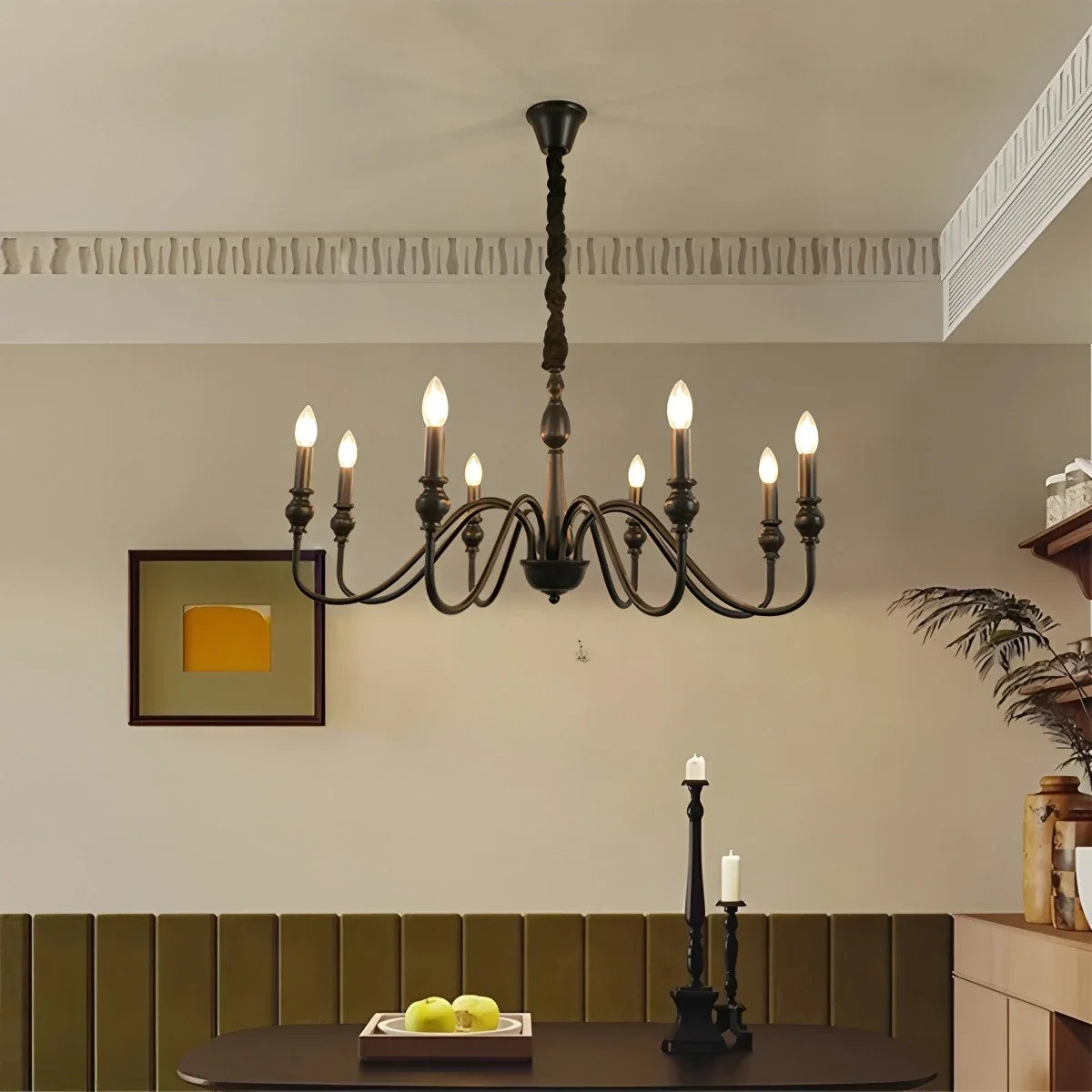 Feyran American Simple Black Candle-Style Chandelier