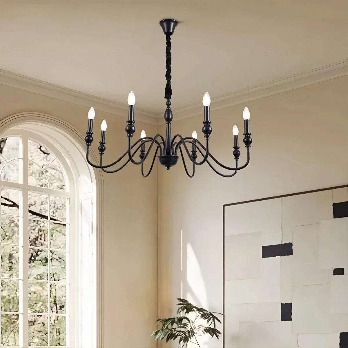 Feyran American Simple Black Candle-Style Chandelier