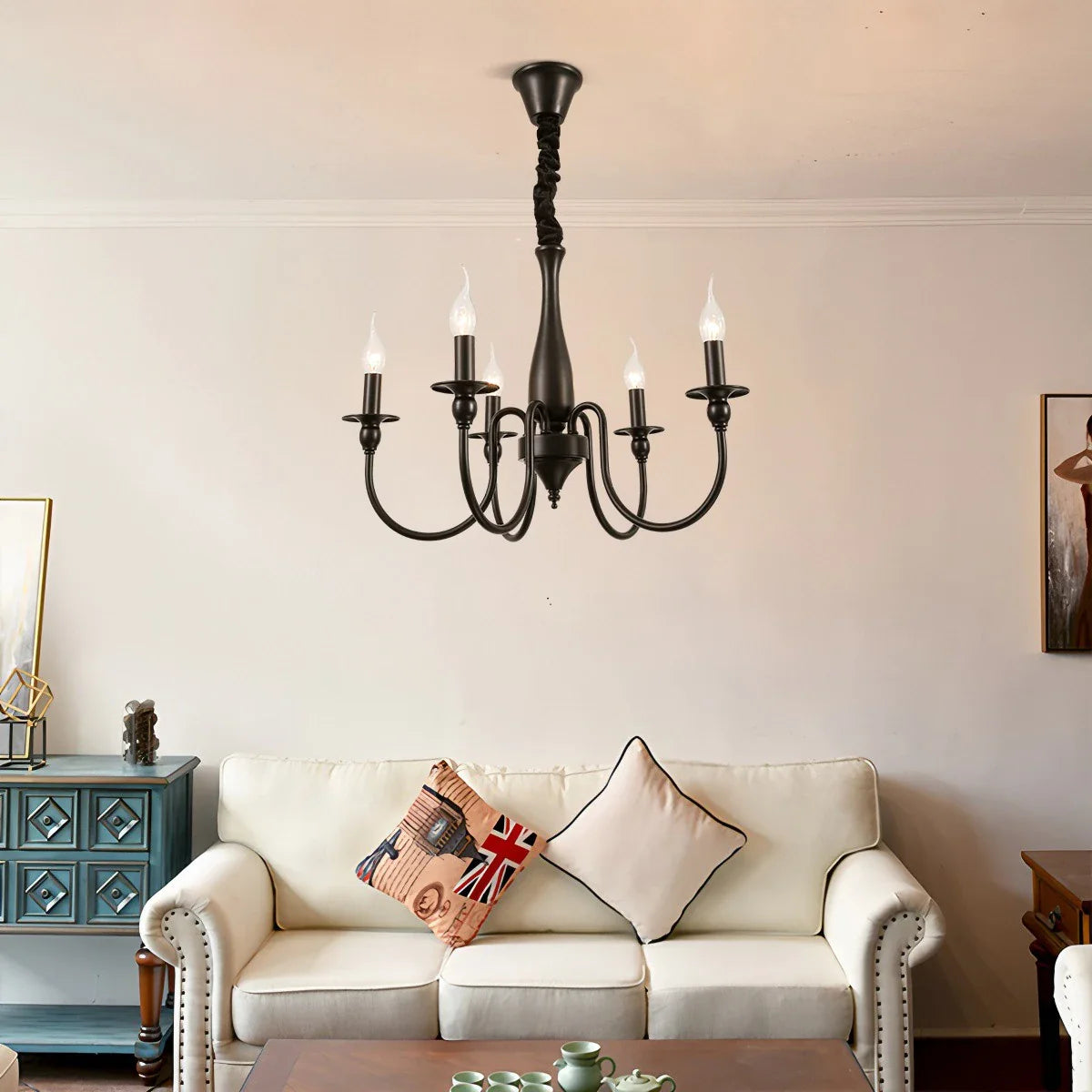 Feyran American Retro Black Candle Chandelier