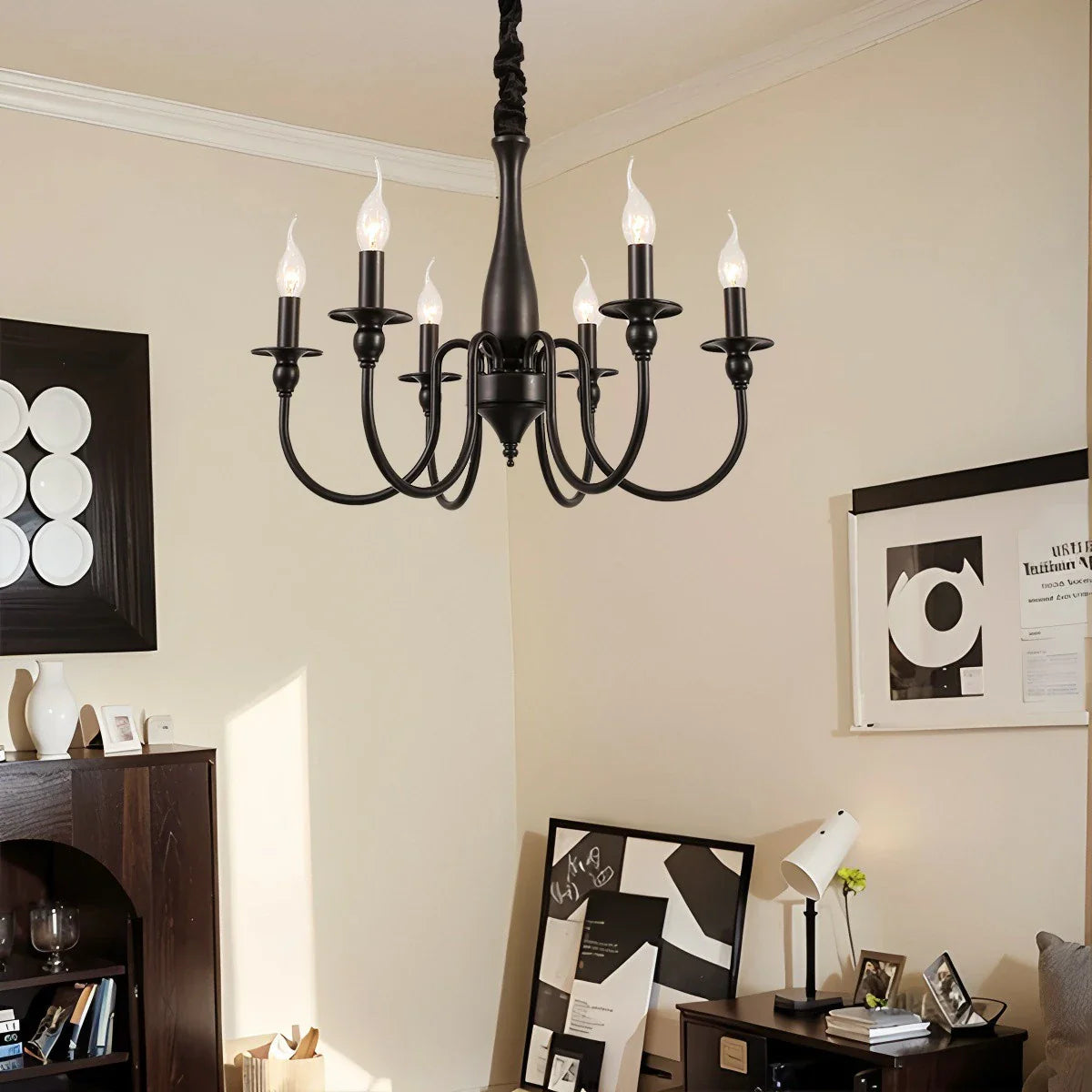 Feyran American Retro Black Candle Chandelier