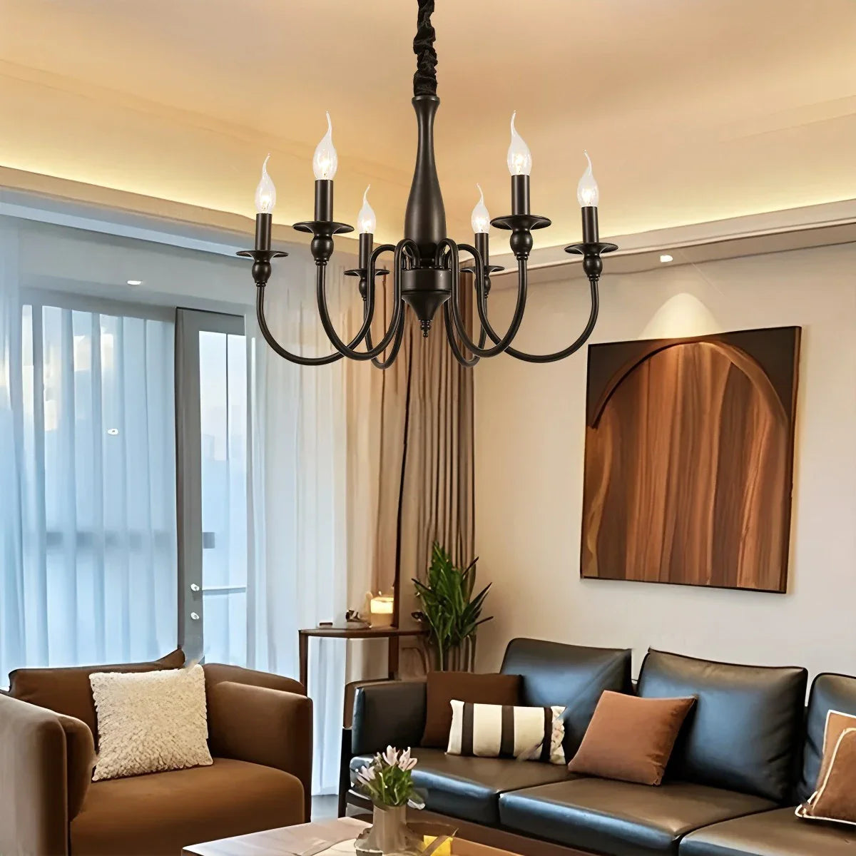 Feyran American Retro Black Candle Chandelier