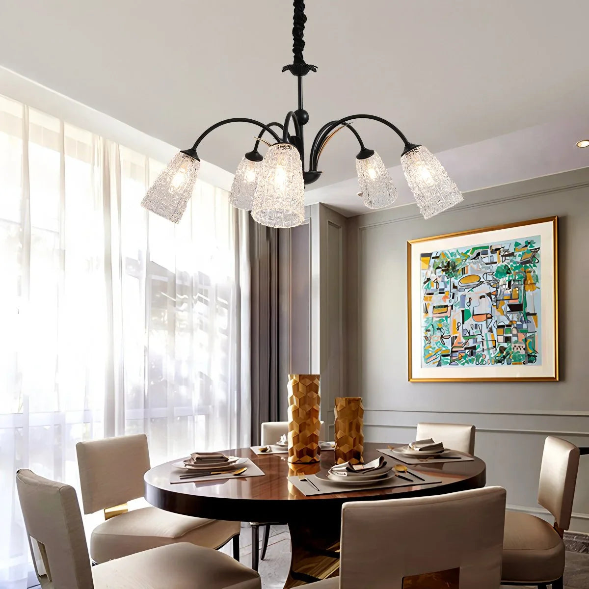 Feyran American Retro Iron Glass Chandelier