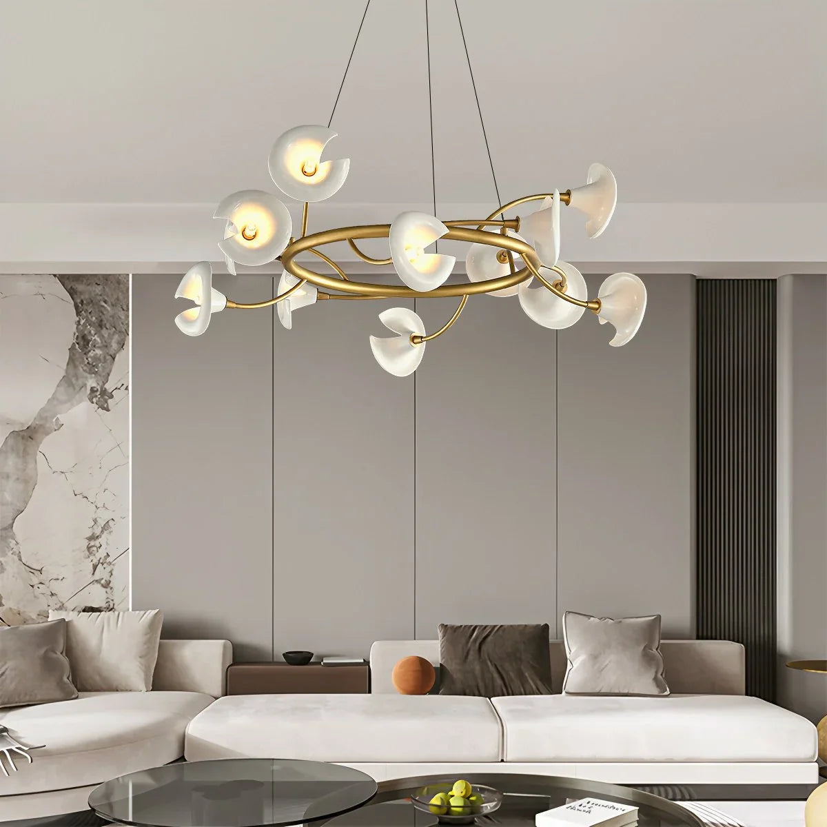Feyran French Luxury Copper Ceramic Flower Chandelier