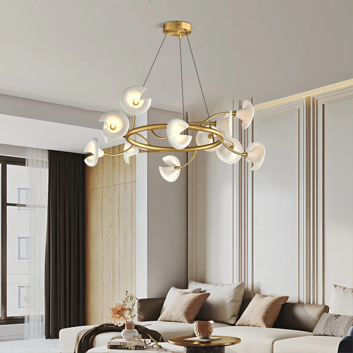 Feyran French Luxury Copper Ceramic Flower Chandelier