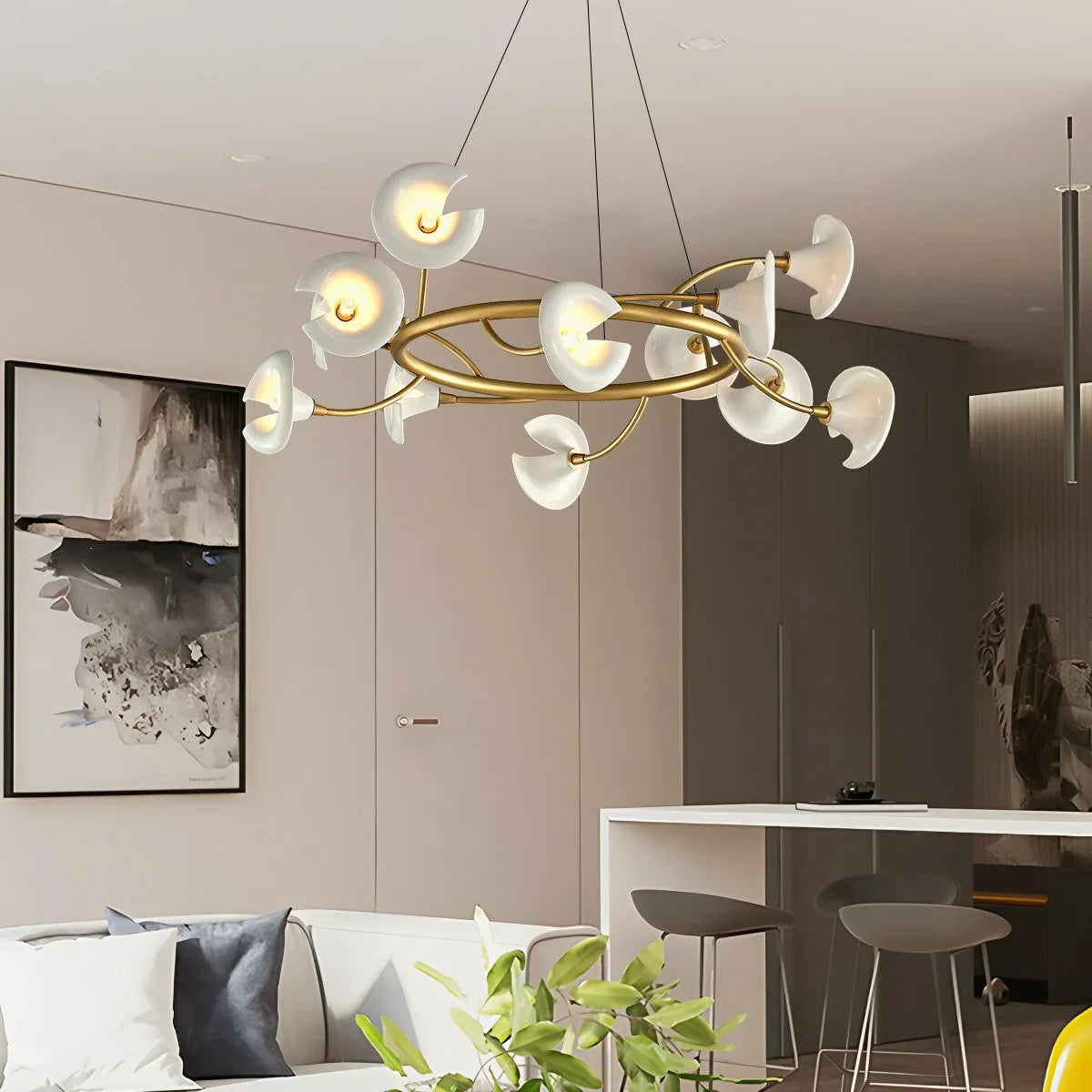 Feyran French Luxury Copper Ceramic Flower Chandelier