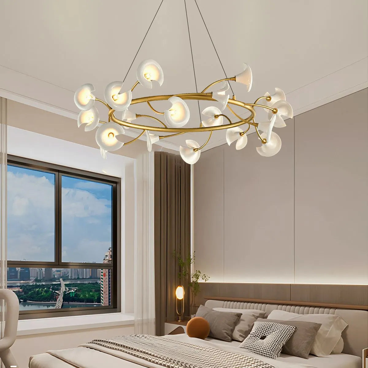 Feyran French Luxury Copper Ceramic Flower Chandelier