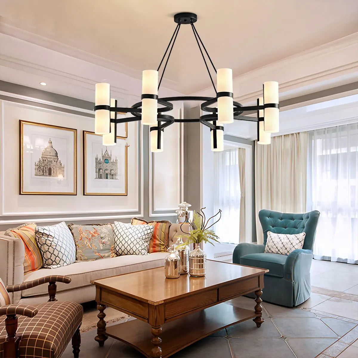 Feyran Nordic Creative Multi-Headed Round Chandelier