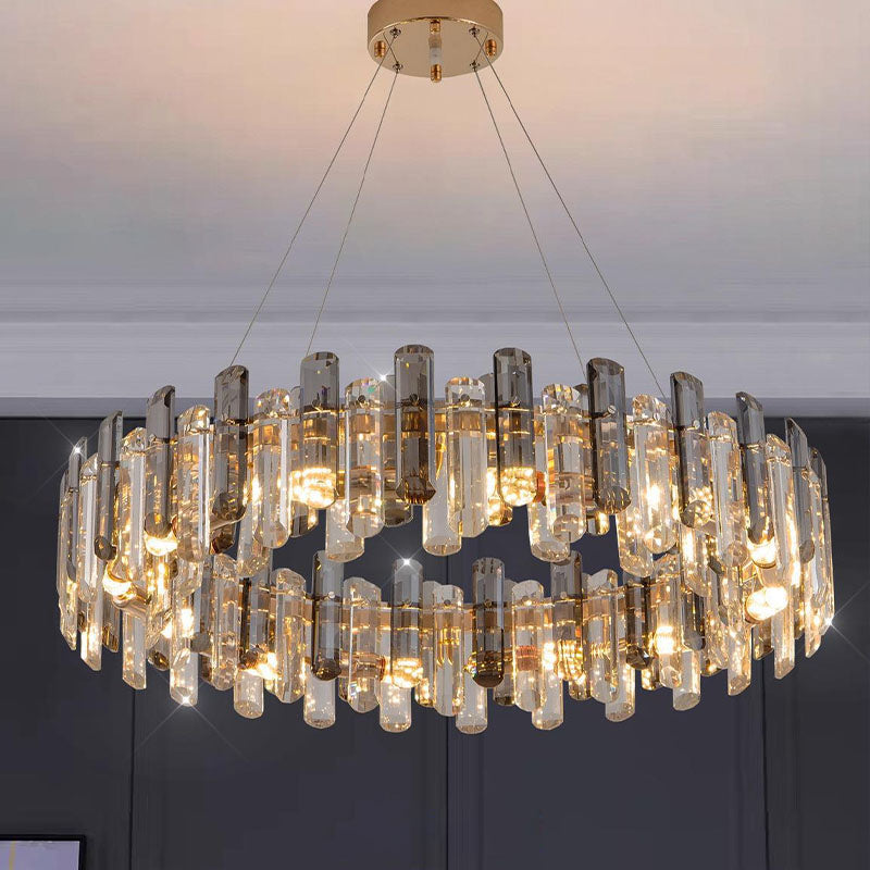 Round Glass Shade Gold Chandelier | Feyran