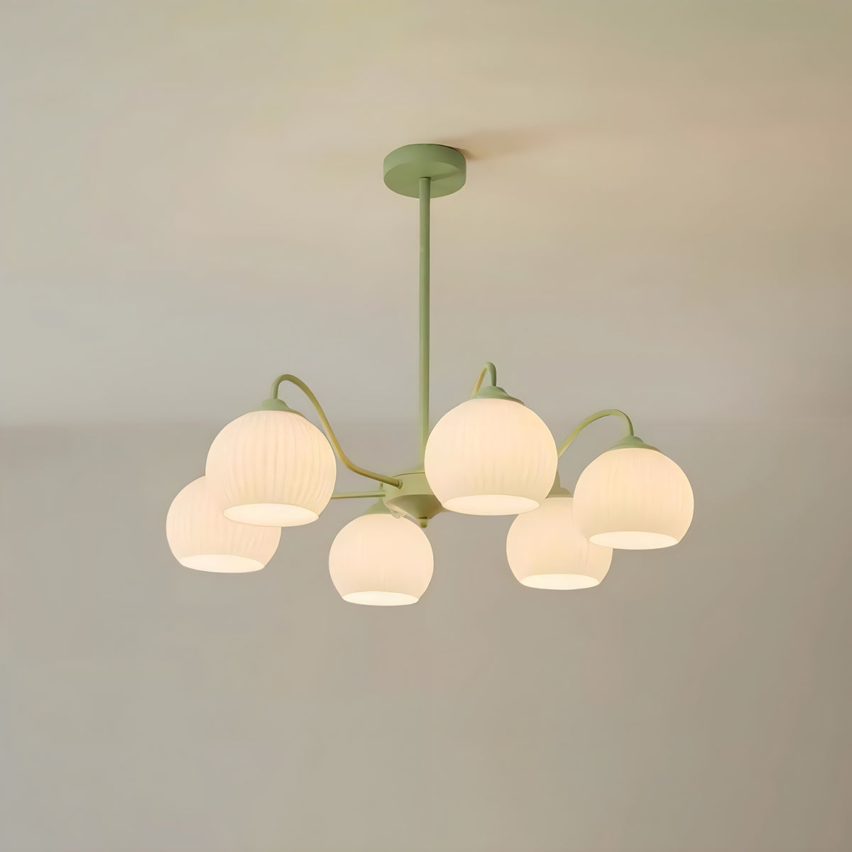 Feyran Ribbed Glass Matcha Chandelier