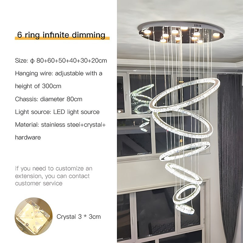 Feyran Luxurious Ring Layered Crystal Chandelier