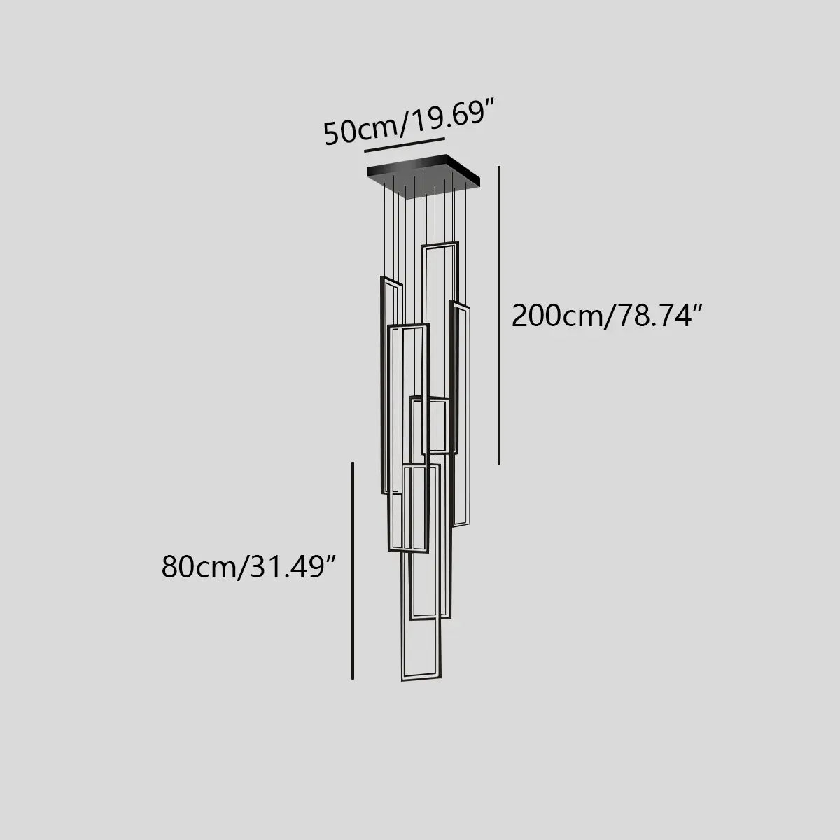 Feyran Aldarj Rectangular LED Staircase Chandelier