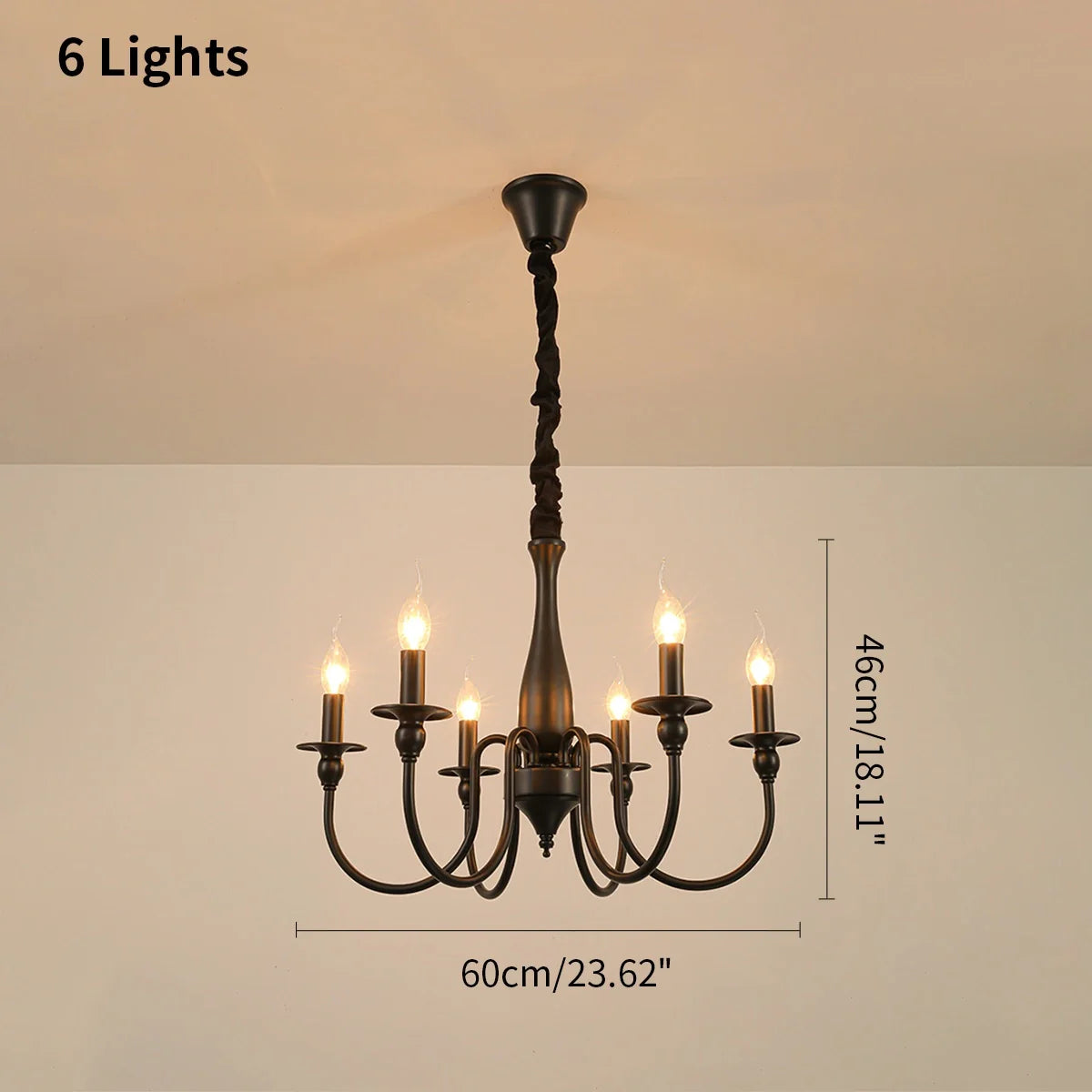 Feyran American Retro Black Candle Chandelier