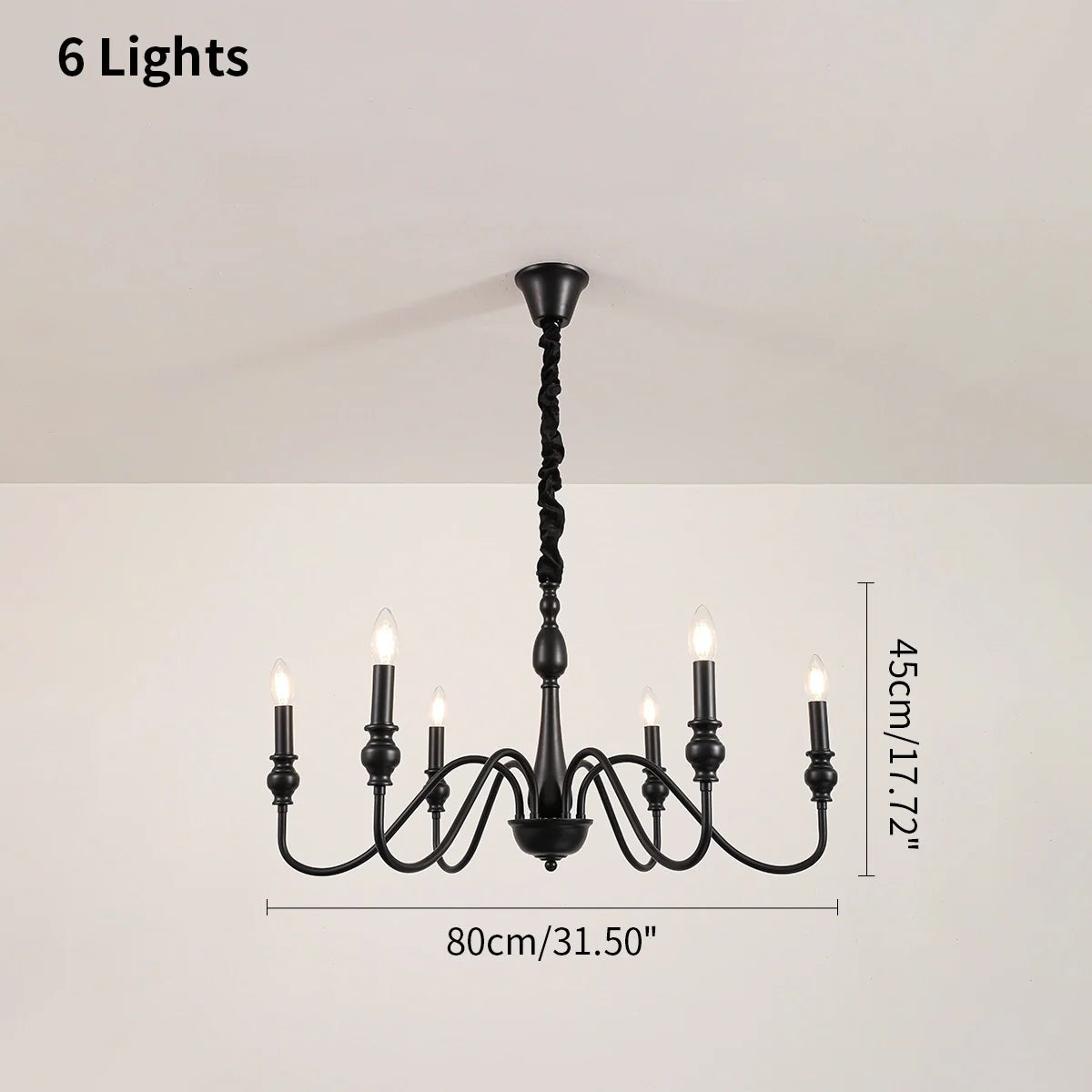Feyran American Simple Black Candle-Style Chandelier