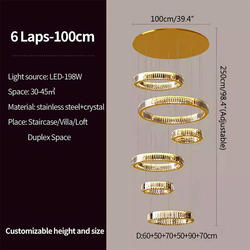 Feyran Nordic Circular Villa Crystal Chandelier