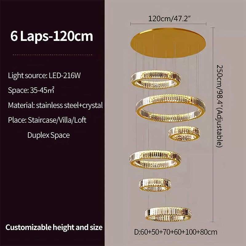Feyran Nordic Circular Villa Crystal Chandelier