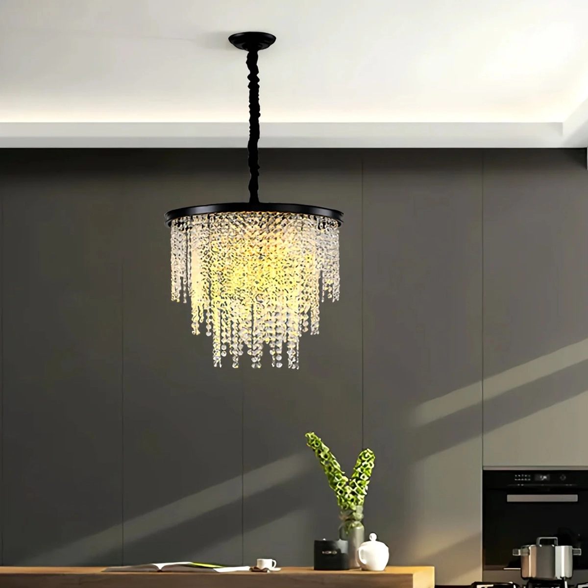Feyran Octagonal Beaded Crystal Chandelier