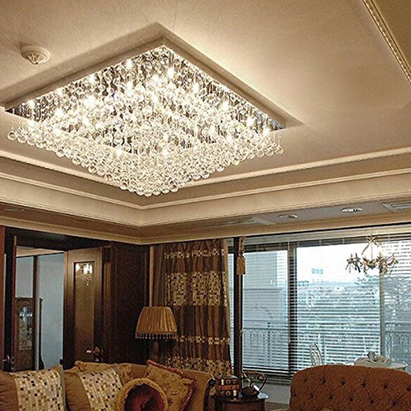 Square Raindrop Design Crystal Chandelier Living Room