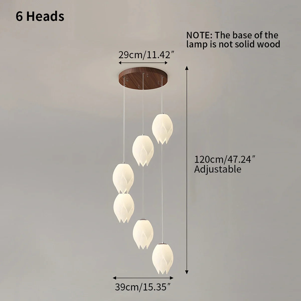Feyran Cream Tulip Long Pendant Chandelier for Staircase