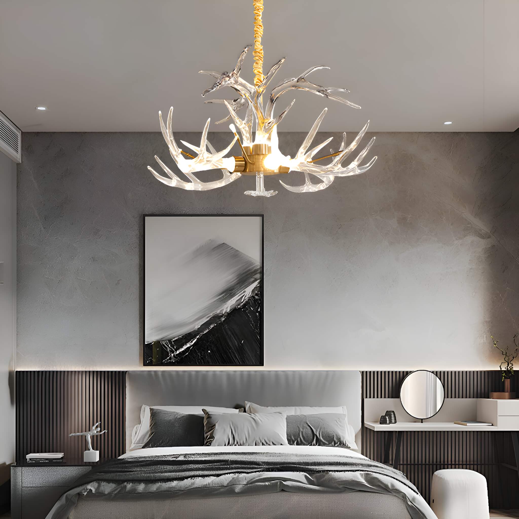 7-Light Resin Deer Horn Antler Ceiling-bedroom-1 | Feyran