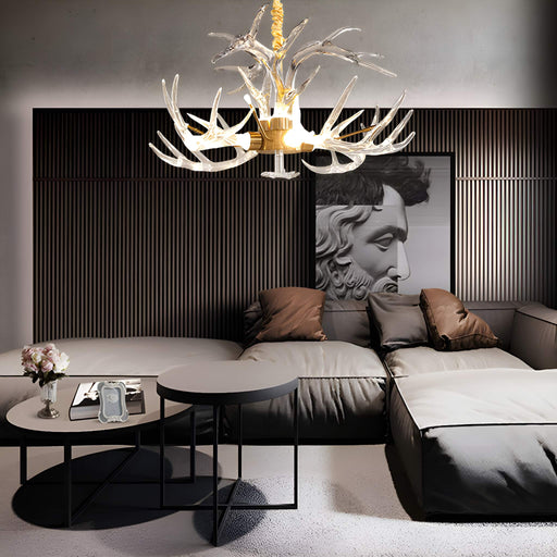 7-Light Resin Deer Horn Antler Ceiling-livingroom2 | Feyran