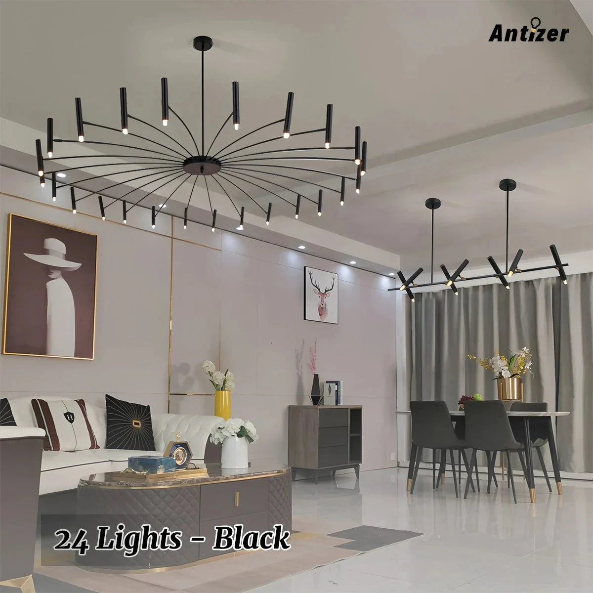 Feyran Modern Adjustable Candelabra Chandelier for Living Room