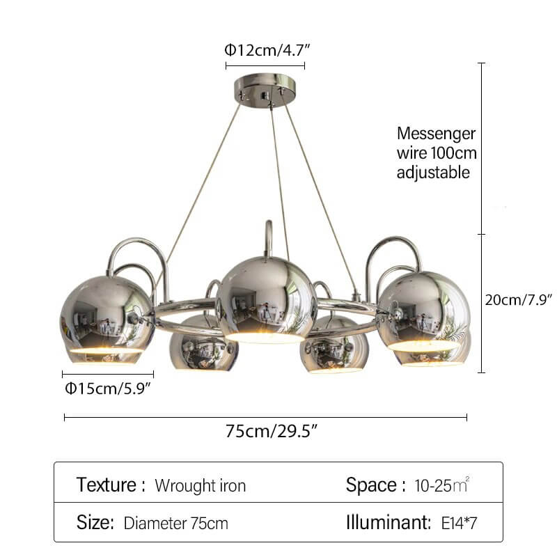 Feyran Bauhaus Style Antique Chrome Chandelier