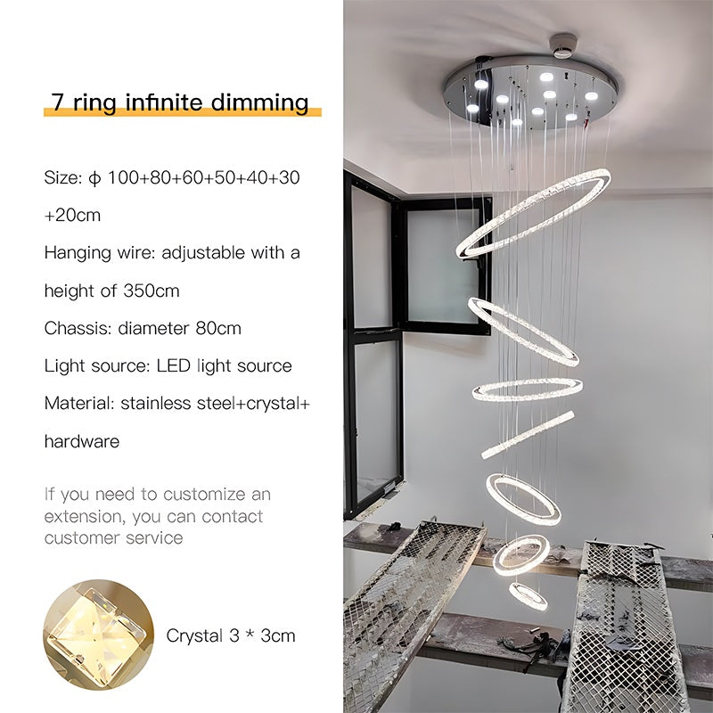 Feyran Luxurious Ring Layered Crystal Chandelier