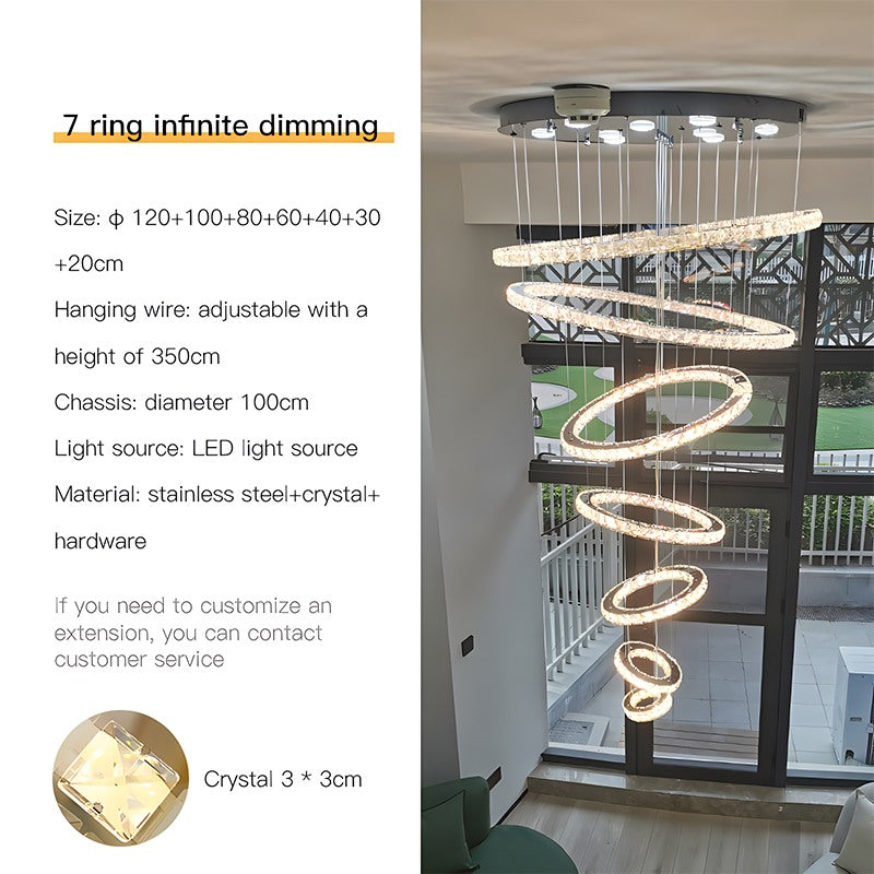 Feyran Luxurious Ring Layered Crystal Chandelier