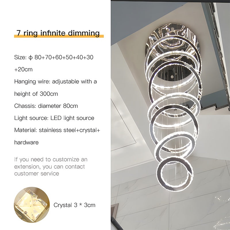 Feyran Luxurious Ring Layered Crystal Chandelier
