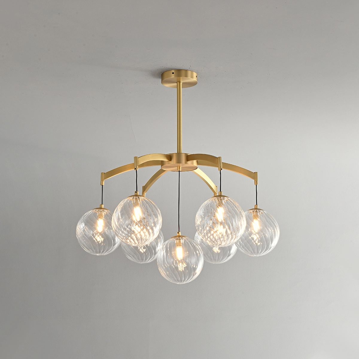 Feyran Modern Luxury Copper Glass Ball Chandelier