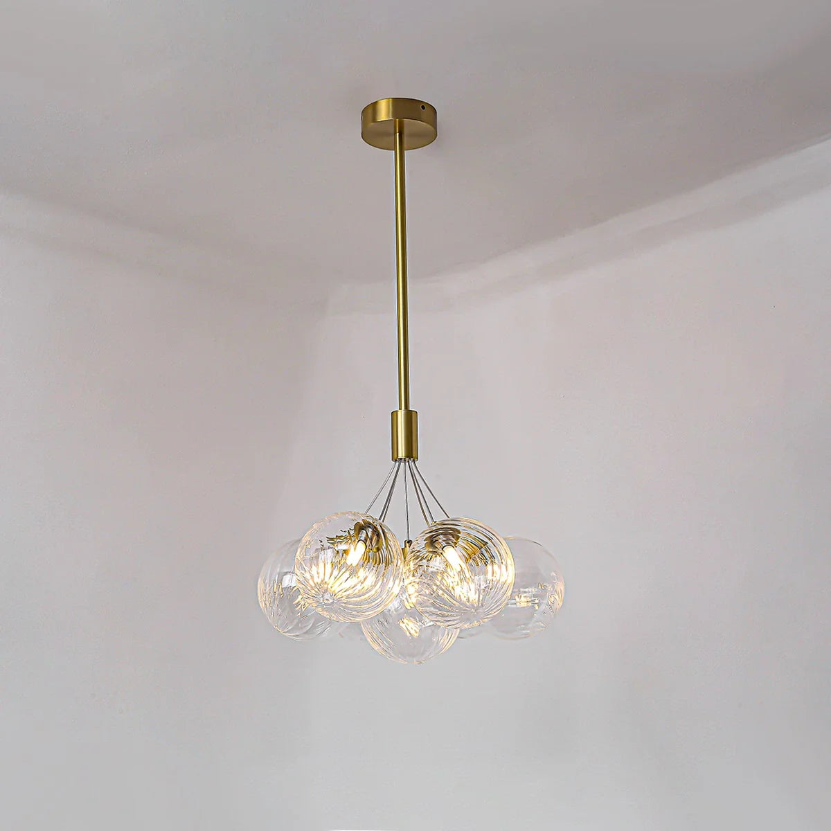 Feyran Luxury All Copper Glass Bubble Ball Chandelier