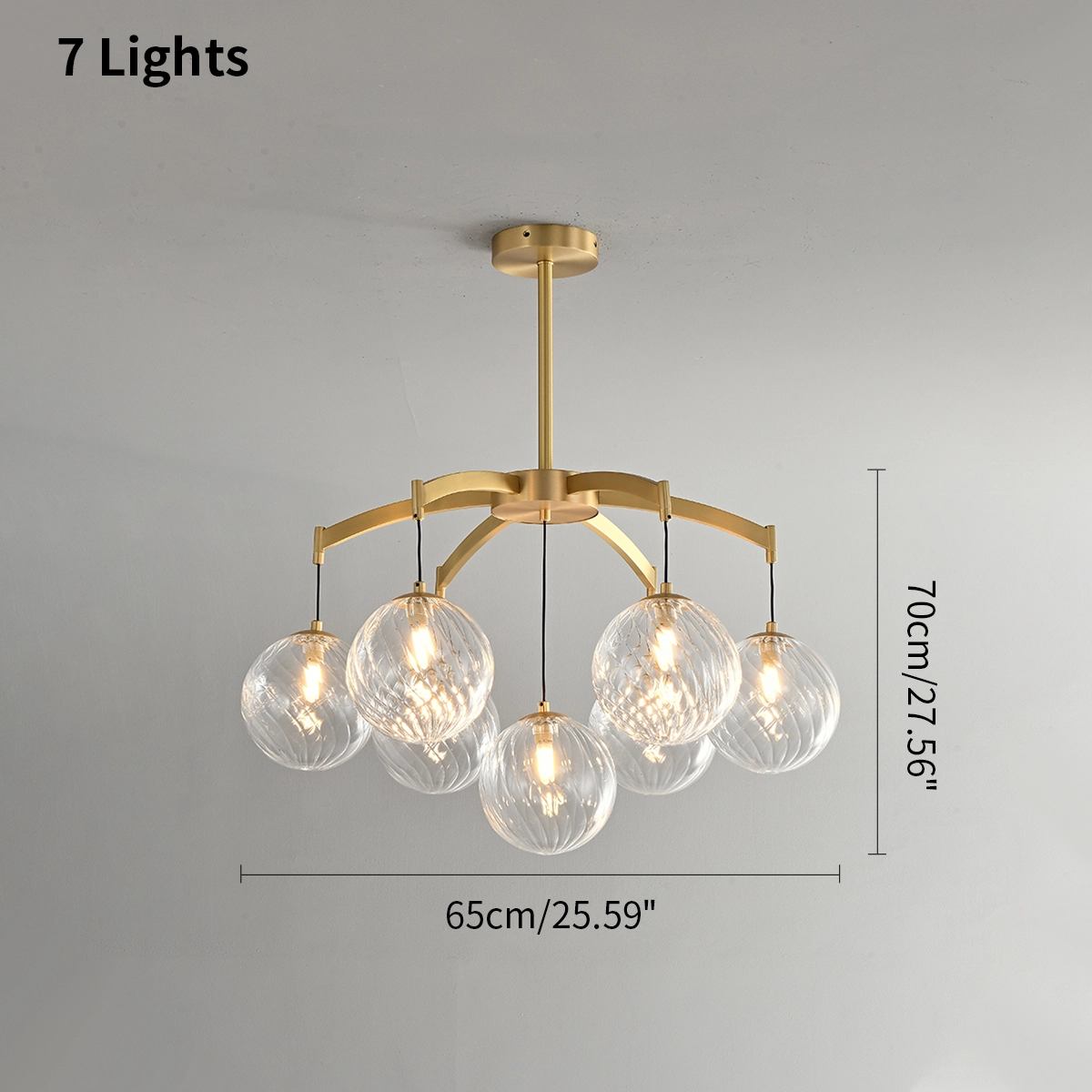 Feyran Modern Luxury Copper Glass Ball Chandelier