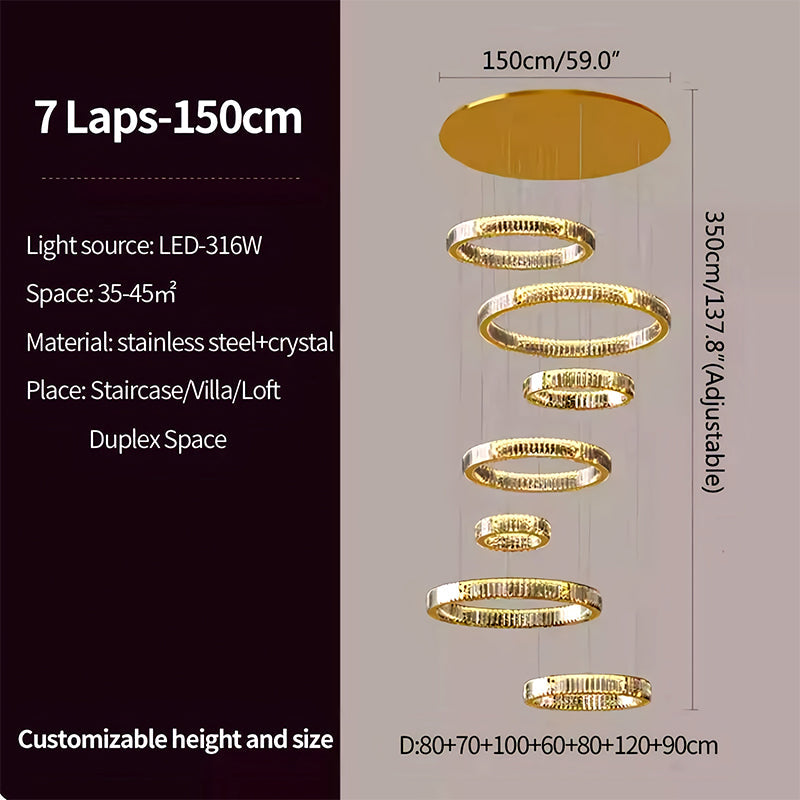 Feyran Nordic Circular Villa Crystal Chandelier