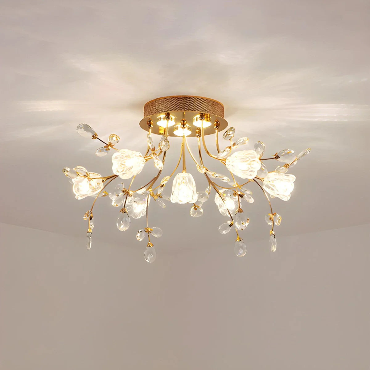 Feyran Lily Art Deco Flower Ceiling Light for Bedroom