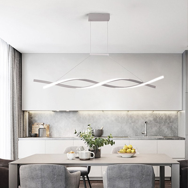 Feyran LED Linear Wave Chandelier for Dining Room