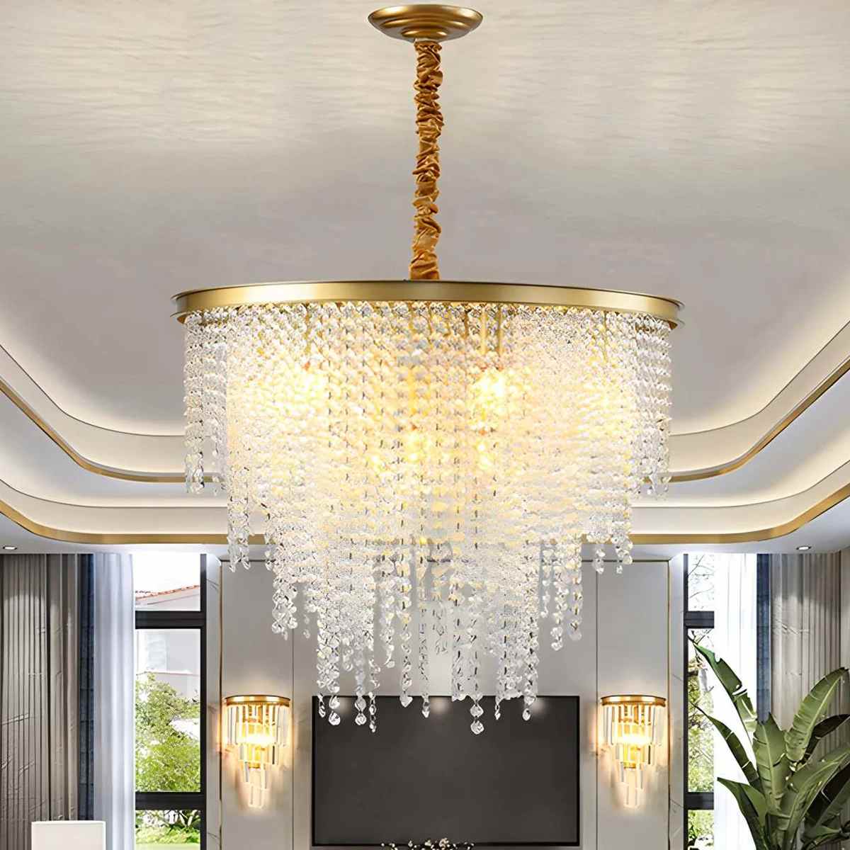 Feyran Octagonal Beaded Crystal Chandelier
