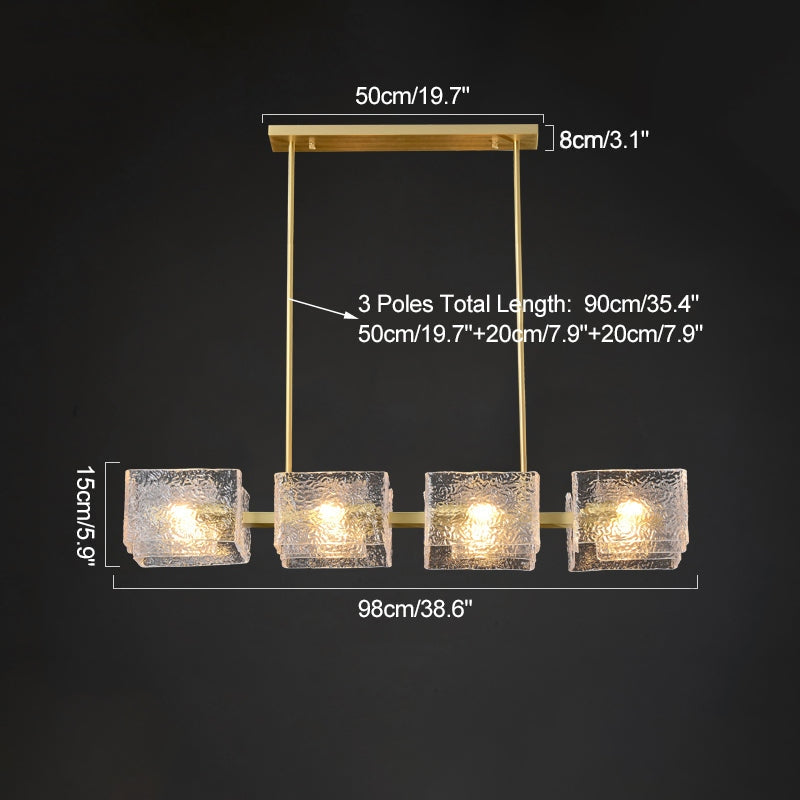 Feyran Textured Glass Linear Chandelier for Dining Room