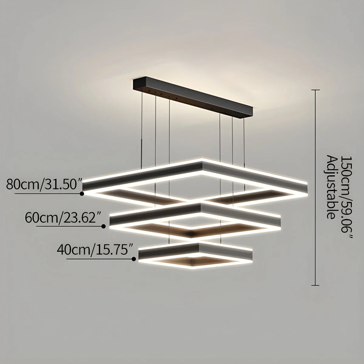 Feyran Tiered Black Square Pendant Lamp for Living Room