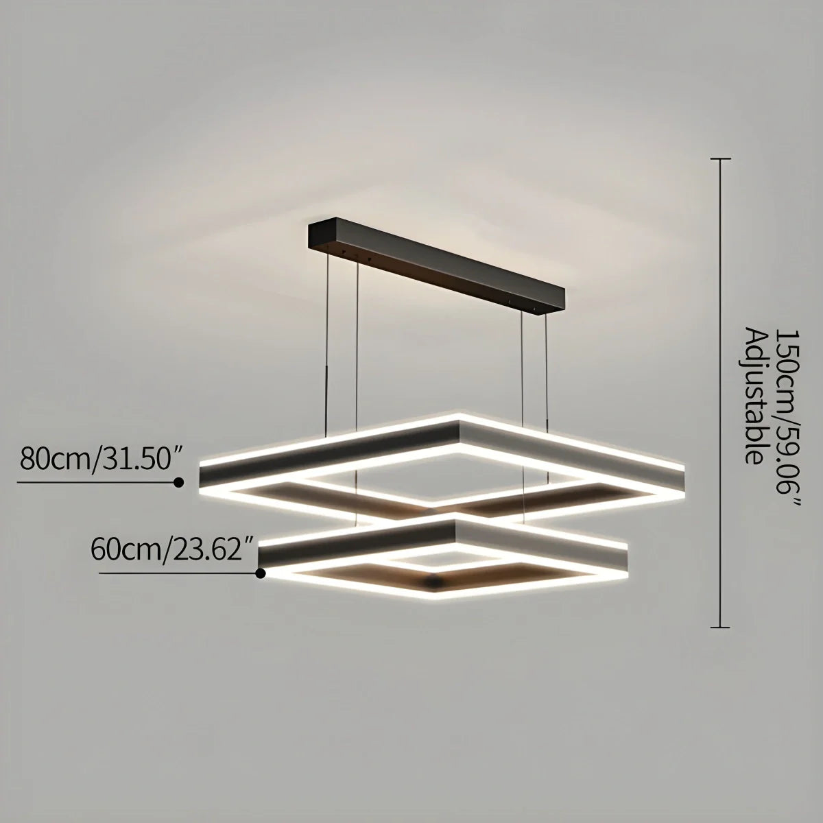 Feyran Tiered Black Square Pendant Lamp for Living Room