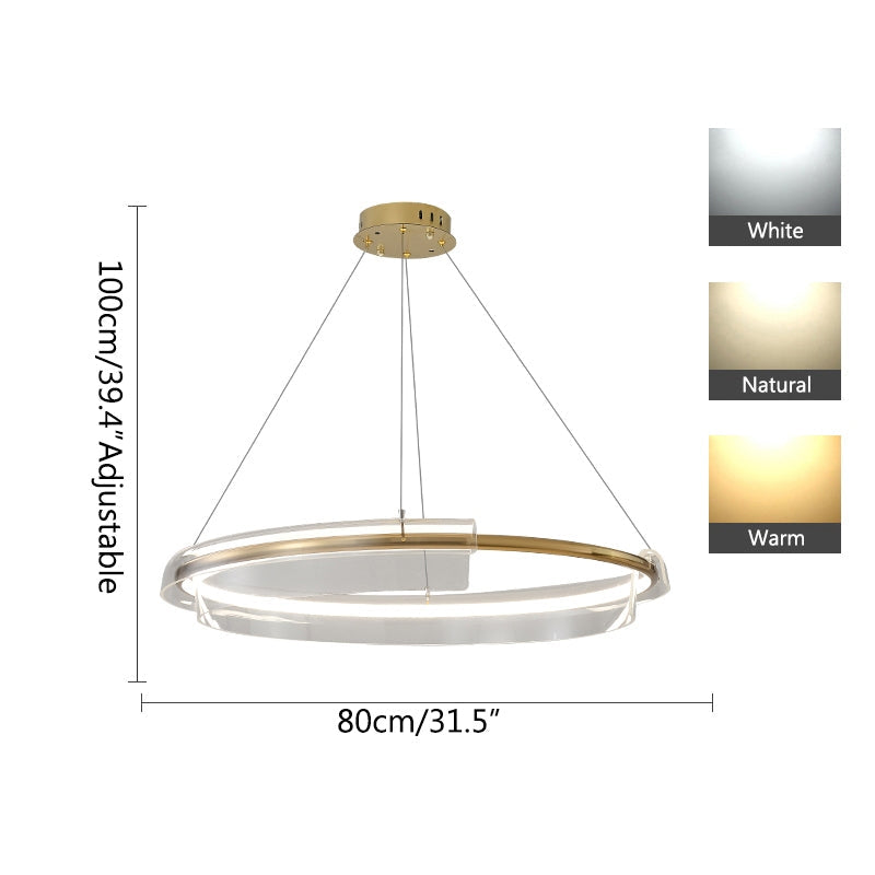 Feyran Iron Acrylic Circular Chandelier for Living Room