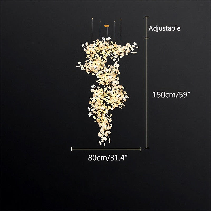 Feyran Large Ginkgo Leaf Chandelier
