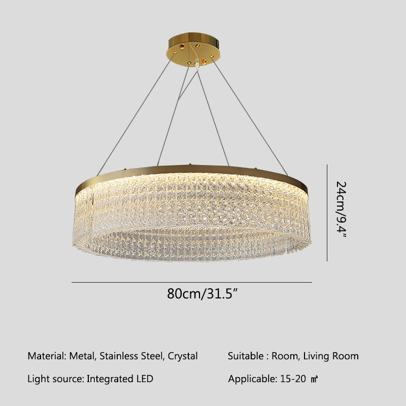 Feyran Round Halo Crystal Chandelier for Living Room