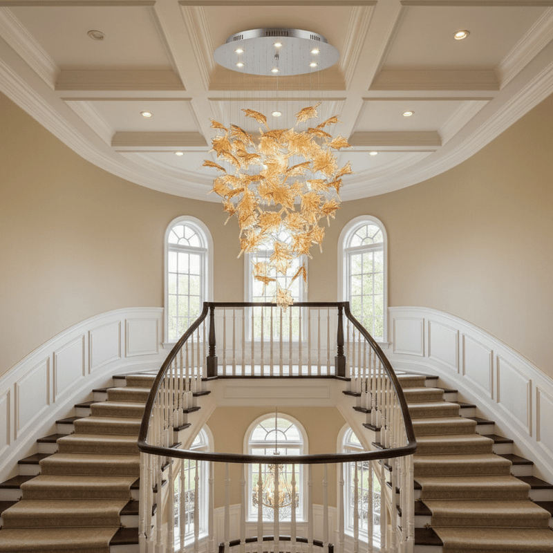 Multicolor Crystal Spiral Maple Leaf Chandelier
