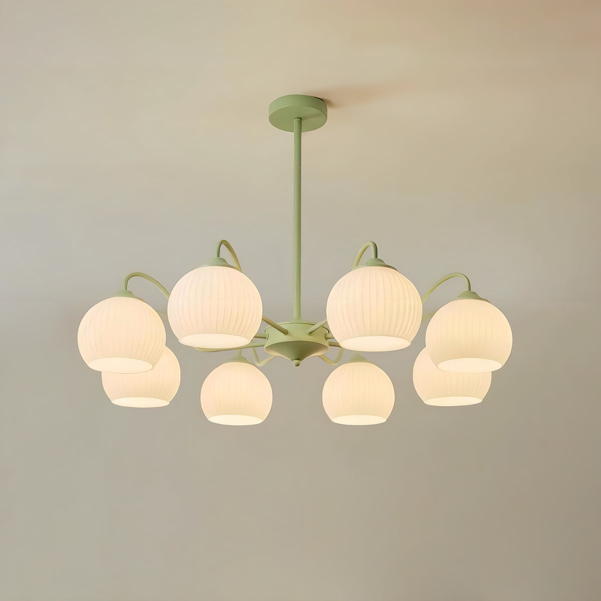 Feyran Ribbed Glass Matcha Chandelier
