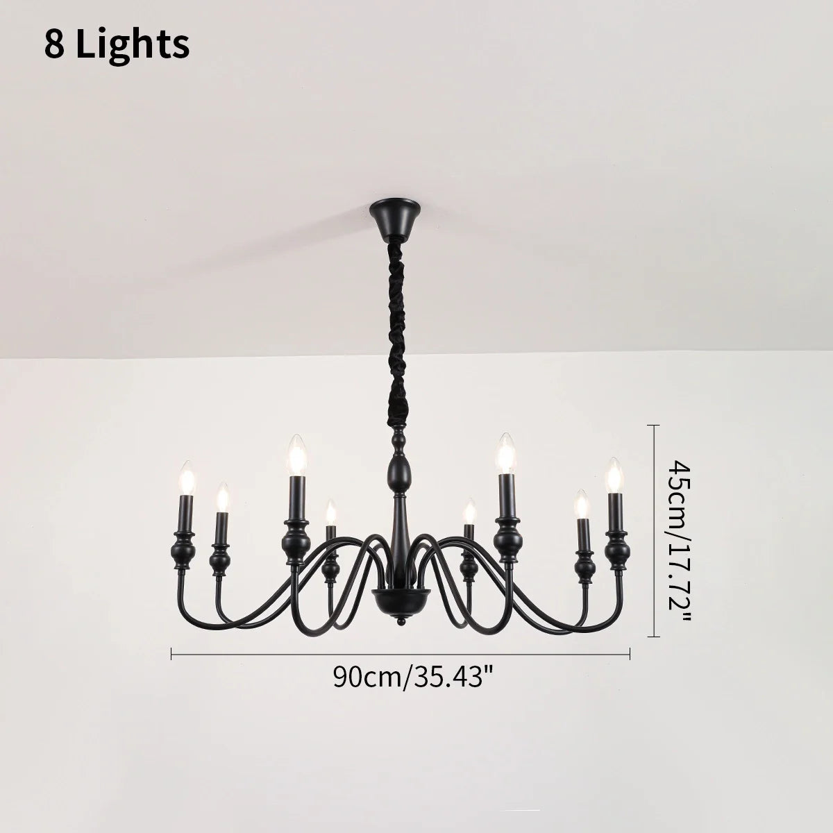 Feyran American Simple Black Candle-Style Chandelier