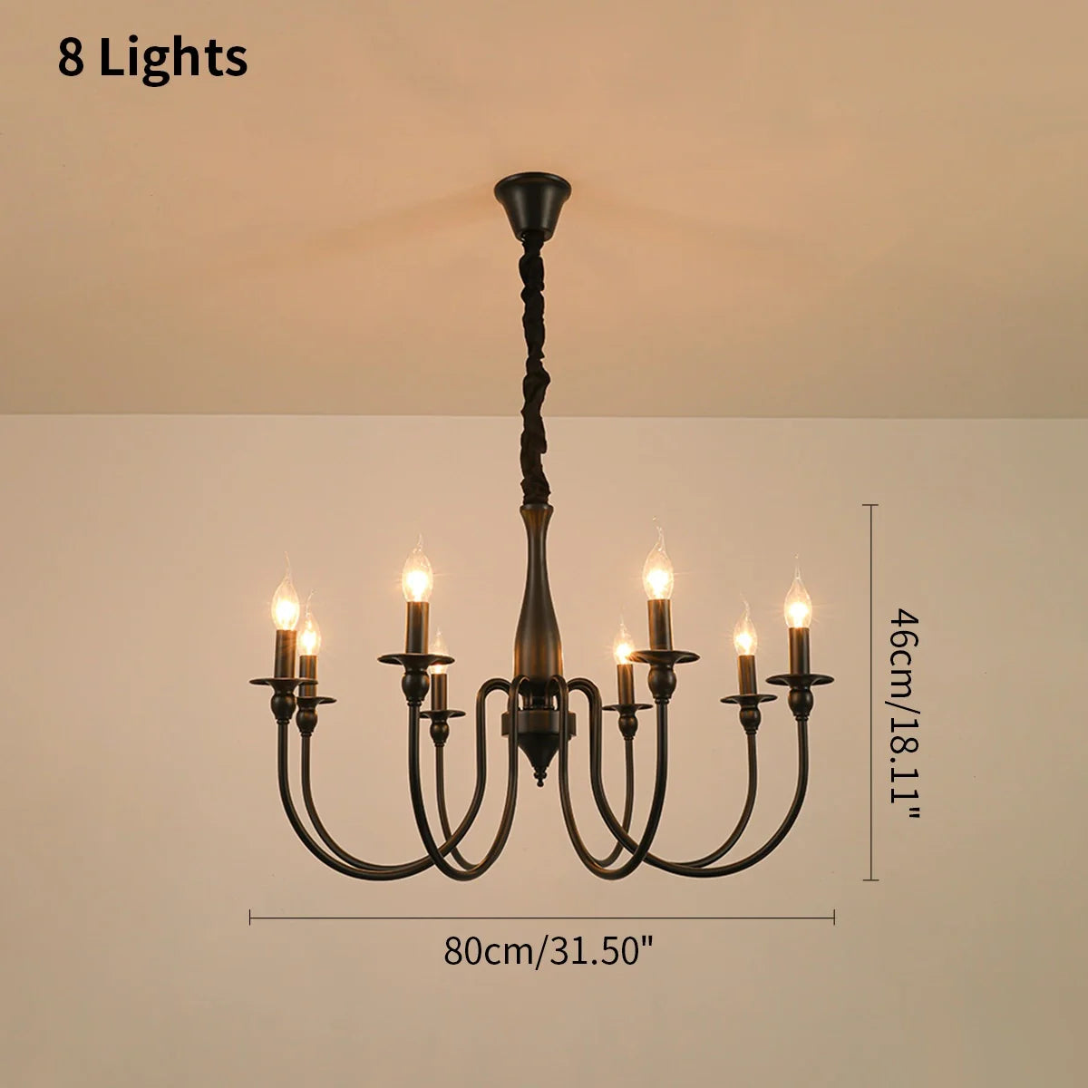 Feyran American Retro Black Candle Chandelier