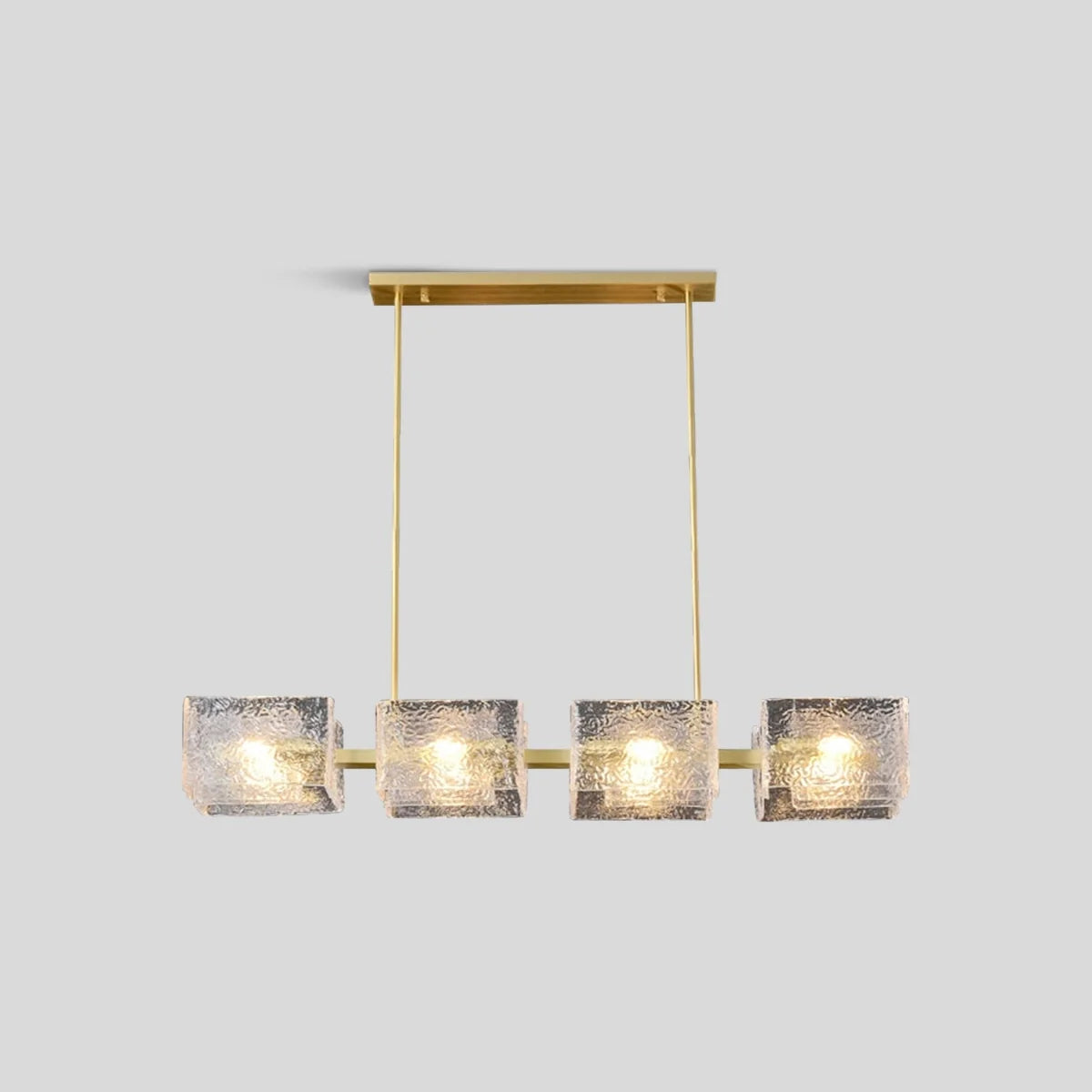 Feyran Textured Glass Linear Chandelier for Dining Room