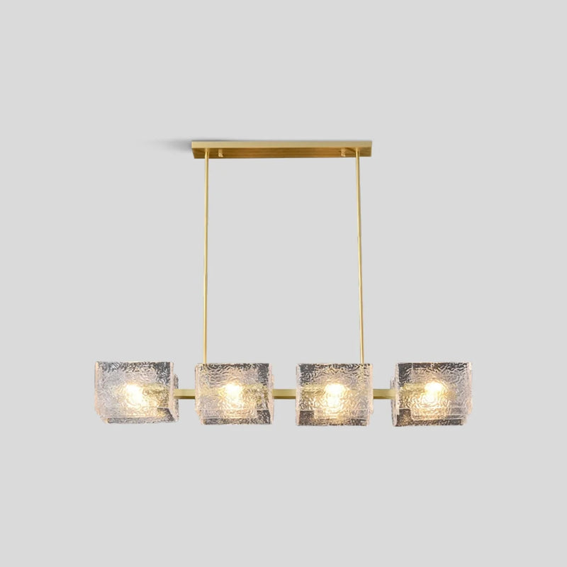 Feyran Textured Glass Linear Chandelier for Dining Room