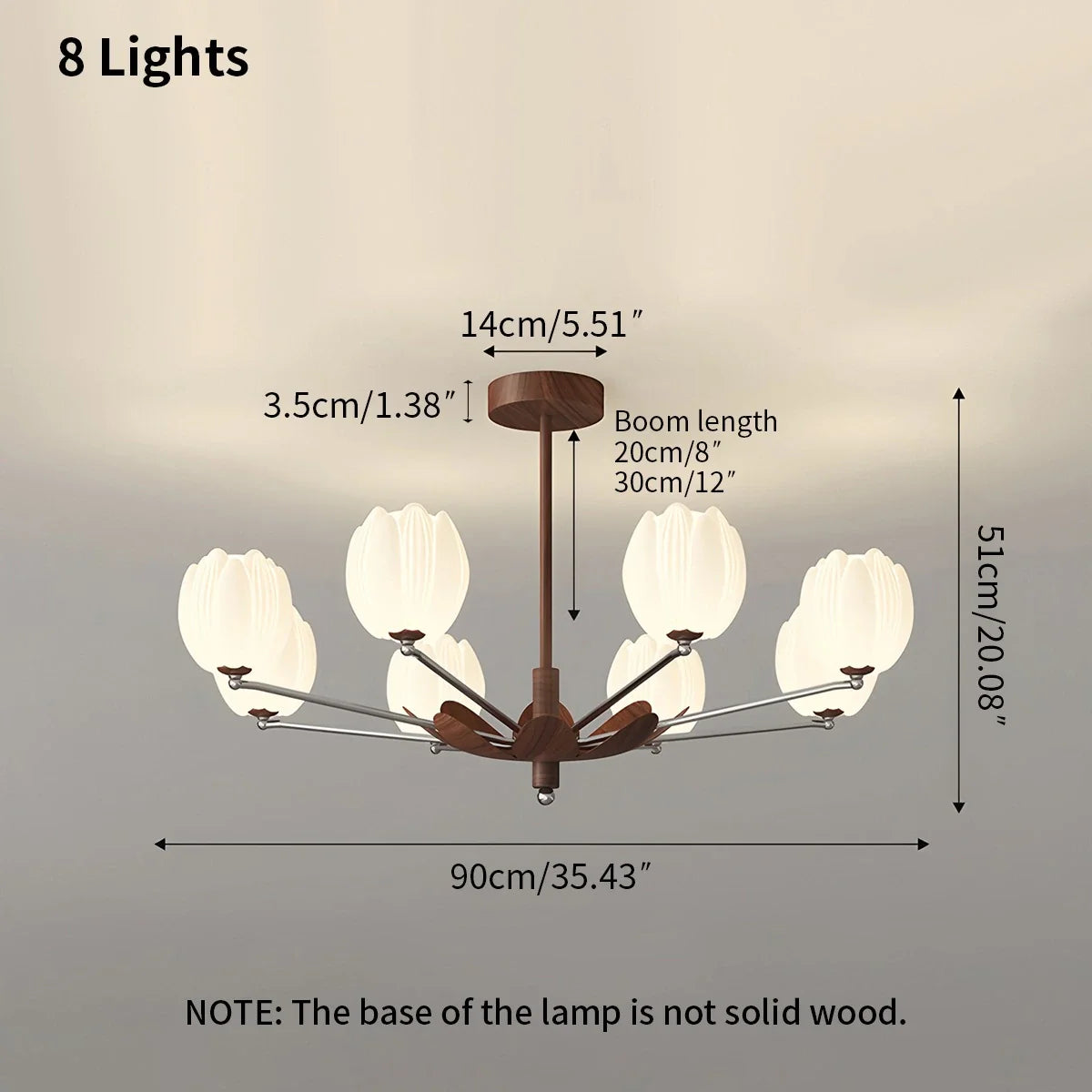 Feyran Retro Walnut Color Flower Chandelier for Living Room