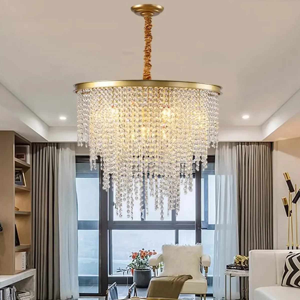 Feyran Octagonal Beaded Crystal Chandelier